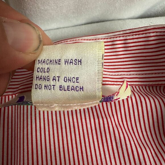 Vintage Hana Christmas-Themed Red & White Striped Womens Button-Up Shirt XL - Picture 3 of 8